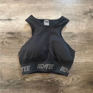 Bo + Tee Black Logo Sports Bra